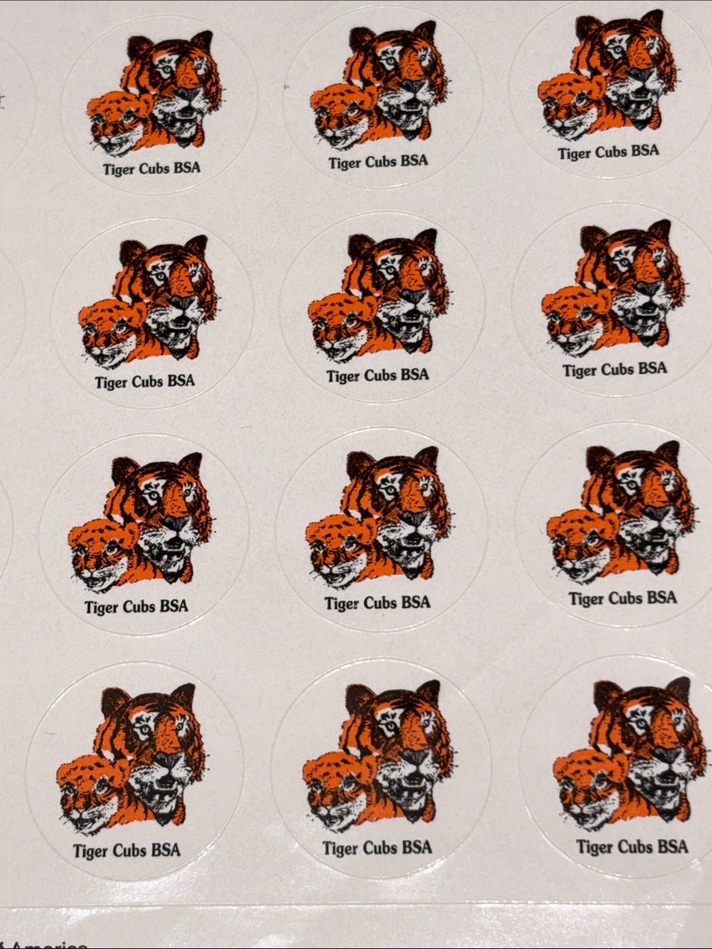 Tiger Cub Scout BSA NO3921 sticker BSA 1996 Tiger and Cub Sticker Sheet VTG